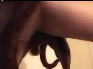 Amateur girl trying to knot with her stud dog