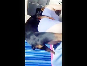 Hot mom and dog
